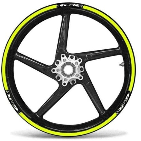 KIT STRISCE ADESIVE compatibili per CERCHI 17 MOTO SUZUKI GSR - GIALLO FLUO